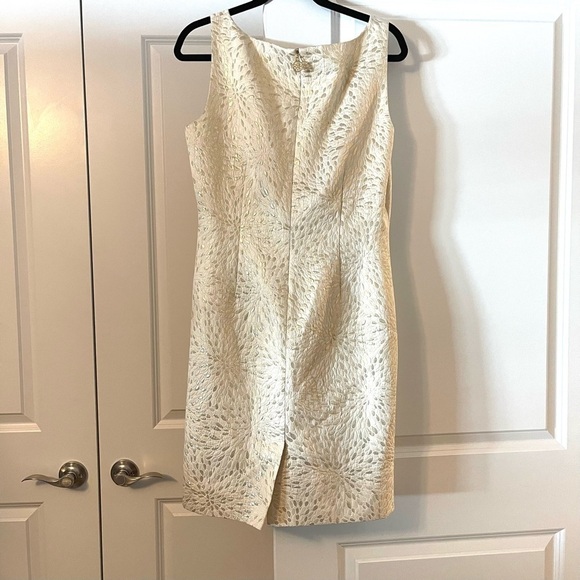 Jones New York evening dress, cream gold print, size 12, like new - Picture 4 of 6